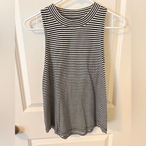 Madewell basics Black and Cream Striped Sleeveless Tank staple